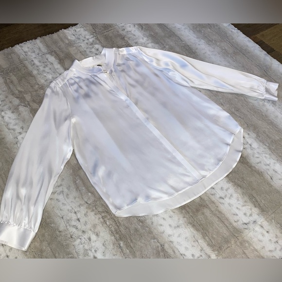 NWT💕L'AGENCE Bianca Silk Charmeuse Blouse in White Size XL - Picture 7 of 15